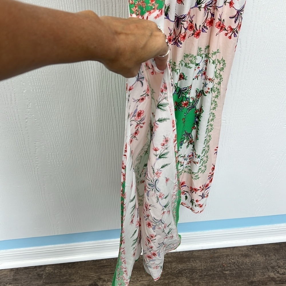 En Creme - Colorful Pastel Floral Flow Sleeves Cutout Maci Dress Size Small - Picture 14 of 15